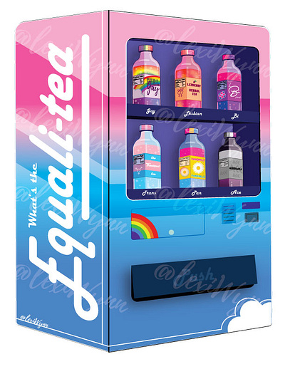 Equali-TEA ace bi gay illustration lesbian pan pride pun tea trans vending machine