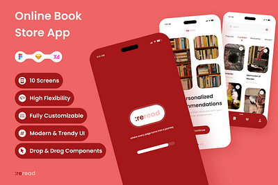 ReRead - Online Book Store Mobile App app application book bookshelf bookstore education expertise library listen literature mobile read sketch store university