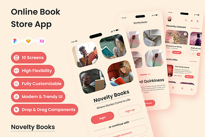 Novelty Books - Online Book Store Mobile App app application book bookshelf bookstore education expertise library listen literature mobile read sketch store university