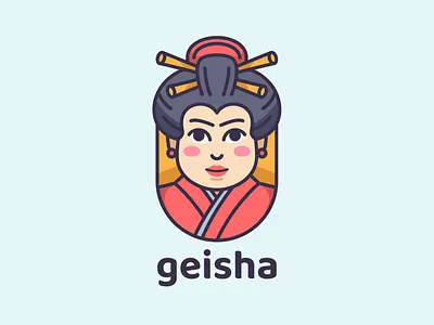 Geisha Cute Illustration branding cartoon character colorful cute design icon illustration logo mascot simple