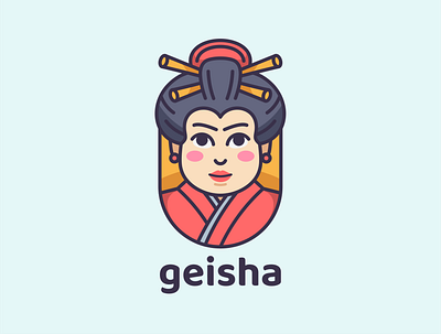 Geisha Cute Illustration branding cartoon character colorful cute design icon illustration logo mascot simple