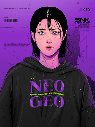 When The Light Has Given Up On Me anime cyberpunk girl portrait green purple