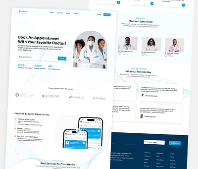Medylink Doctor's Appointment Website. desiign landingpang medical productdesign ui uiuxdesign ux website