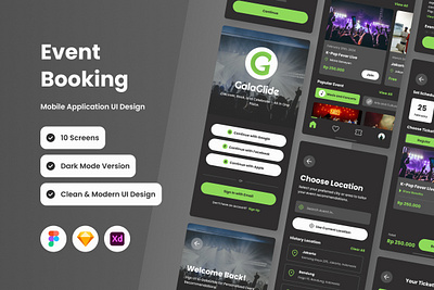 GalaGlide - Event Booking Mobile App application apps design layout smartphone ui ux