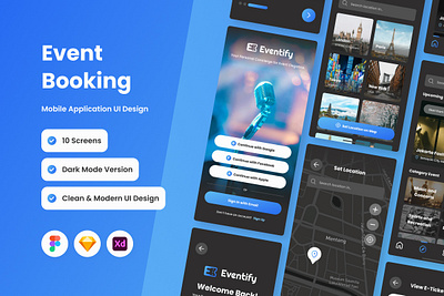 Eventify - Event Booking Mobile App application apps design layout smartphone ui ux