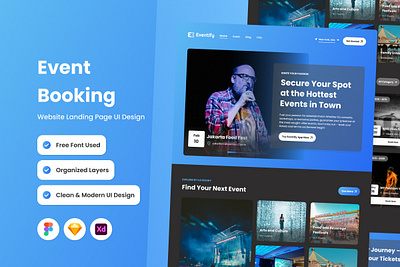 Eventify - Event Booking Landing Page V1 apps booking design landing layout ui ux website