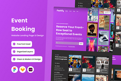 Festify - Event Booking Landing Page V1 apps booking design landing layout ui ux website