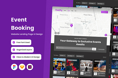 Festify - Event Booking Landing Page V2 apps design landing layout ui ux website