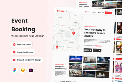 Evolvea - Event Booking Landing Page apps design landing layout ui ux website