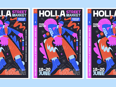 HOLLA STREET MARKET Poster Illustration branding campaign design graphic design illustration poster print vector
