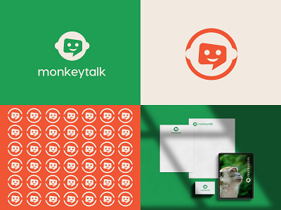 Monkeytalk logo animal branding communication custom logo icon identity logo logo mark monkey talk