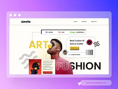 Anola- Digital Art Gallery Design art gallery best color casestudy design digital art eye catching graphic design header design illustration landing page ui ui design uiux web page design