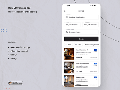 Daily UI #67 Hotel or vacation rental booking app booking dailyui design ui ux