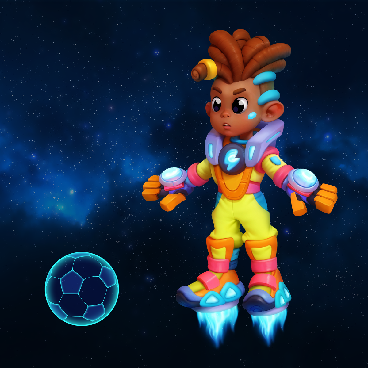 Space soccer catrooning char character design design game art game object graphic design illustration sketch
