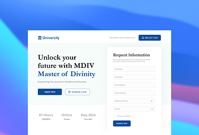 Landing page Master of Divinity programm course design landing page design ui design ux design webpage design