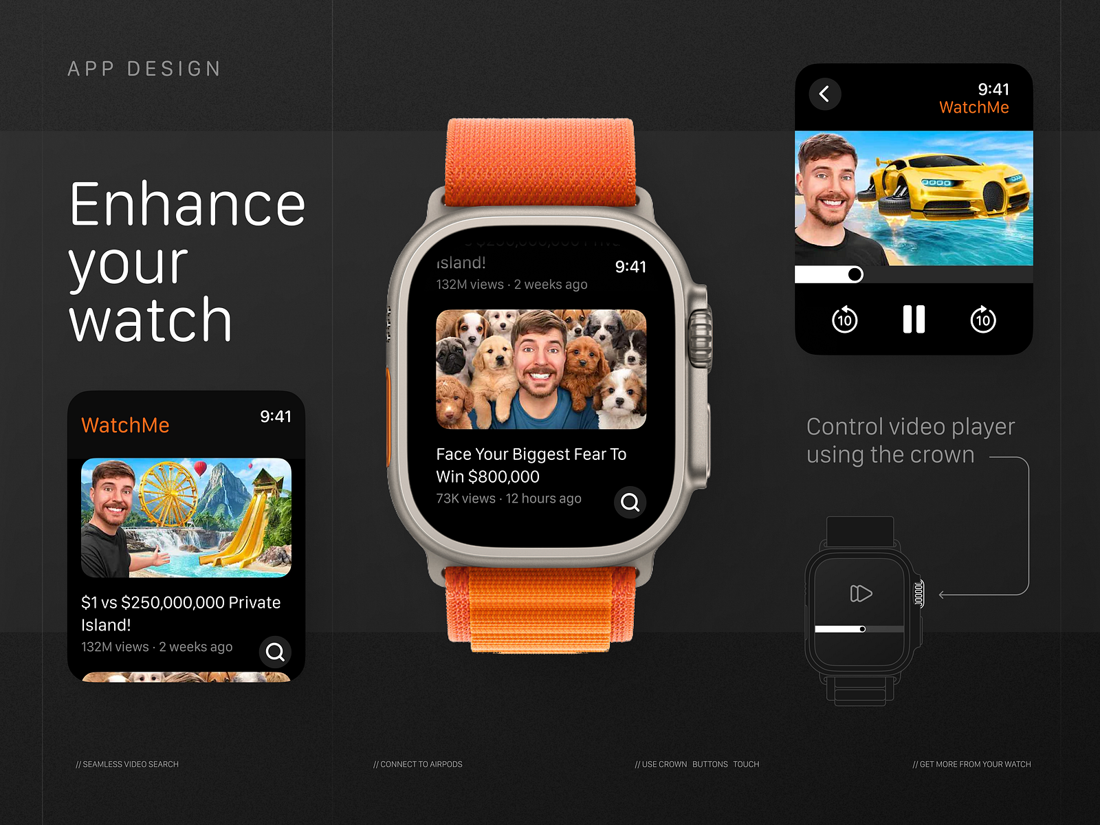 Apple Watch Ultra 2 – YouTube APP Design by Bohdan Bershadskyi on Dribbble