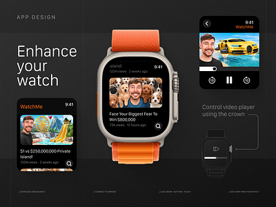 Apple Watch Ultra 2 – YouTube APP Design app apple apple watch clean creative design u ui ultra ultra2 unique ux watch youtube