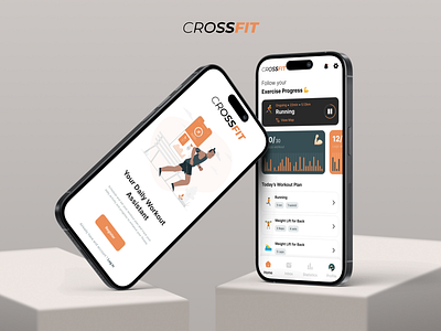 Crossfit - Fitness Tracking App app background cards dashboard fitness icons iphone mockups orange statistic tabbar thumbnail ui ux view