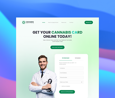 Landing Page Design for Cannabis card landing page ui design webpage design