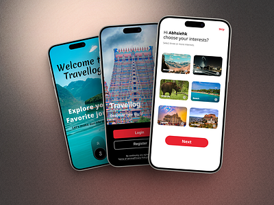 Travellog travel app app branding design graphic design mobile app travel ui uiux
