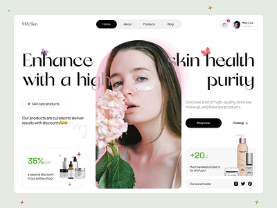 Skincare landing👄💅 beauty cosmetic desktop e commerce health landing makeup minimal modern skin skincare ui ux web webdesign