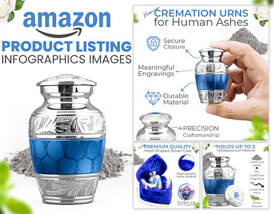 Amazon Listing Infographics Images || Cremation Urns a content adobe illustrator adobe photoshop amazon amazon infographics amazon listing amazon listing images ebc graphic design infographics listing listing design listing images
