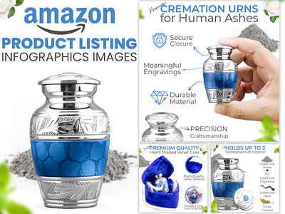 Amazon Listing Infographics Images || Cremation Urns a content adobe illustrator adobe photoshop amazon amazon infographics amazon listing amazon listing images ebc graphic design infographics listing listing design listing images