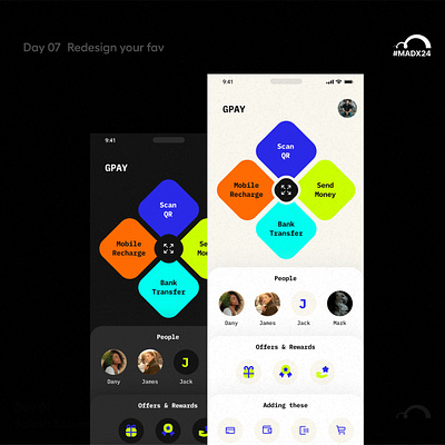 Day 07 - Tez App Redesign appdesign darktheme design fintechseries flatcolors lighttheme minimal payment product tezapp ui