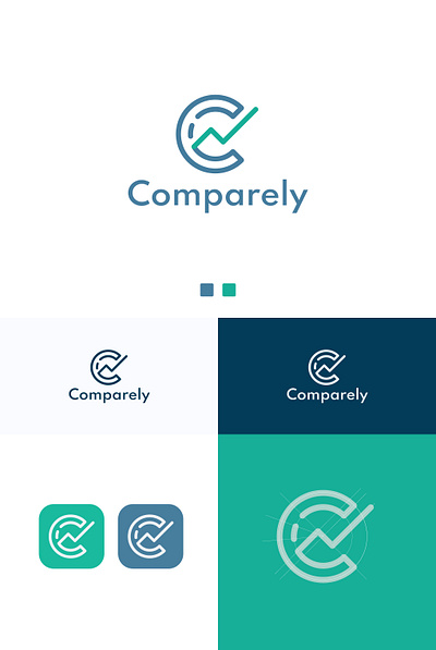 Comparely - allow customers to compare the financial companies branding financial flat logo logodesign minimal minimalist