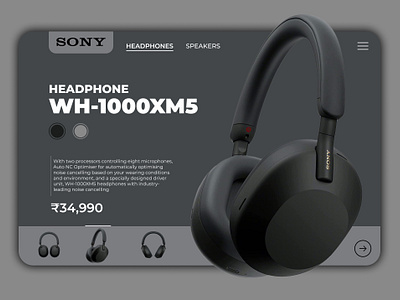 Sony WH-1000MX5 headphone concept landing page design landingpage trendingui ui uidesign