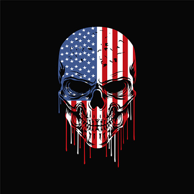 American Skull illustration design graphic design illustration typography vector