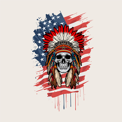 indian america skull illustration design graphic design illustration typography vector
