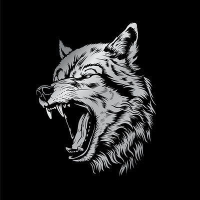 angry wolf illustration branding design graphic design illustration logo typography vector