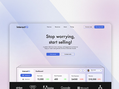 InteractIQ - CRM website crm crm agency website crm website design gradient tech company website tech industry tech website trendy design trendy website ui ui design web design webflow webflow designer webflow developer website design