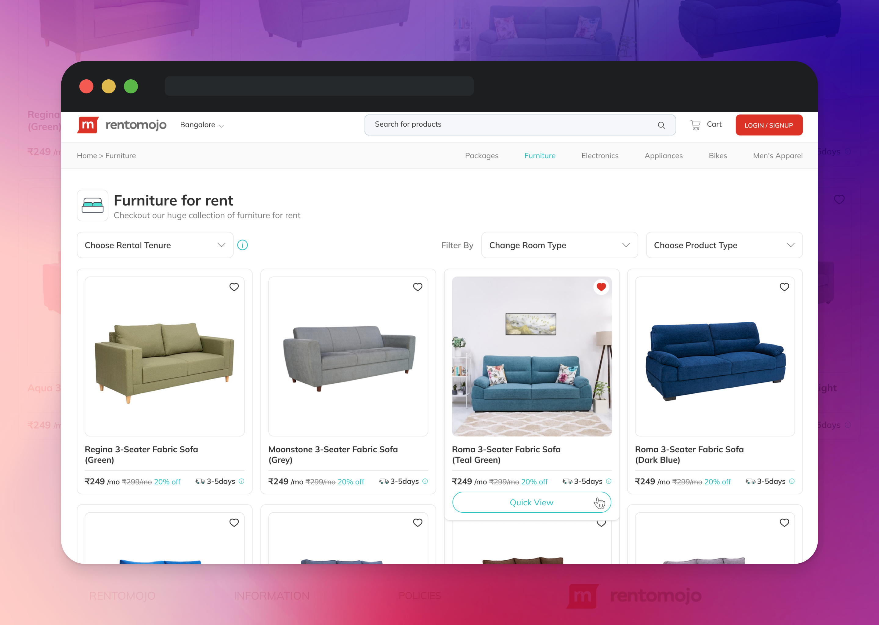 Category Page UI/UX Design - RentoMojo 2024 app design category designer dribbble rentomojo startup trending ui ui design ux design web design website design