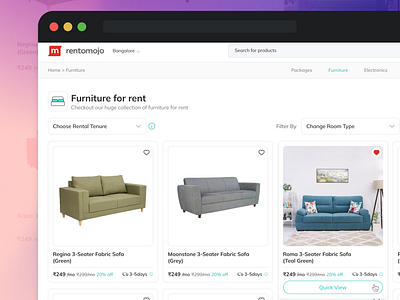 Category Page UI/UX Design - RentoMojo 2024 app design category designer dribbble rentomojo startup trending ui ui design ux design web design website design