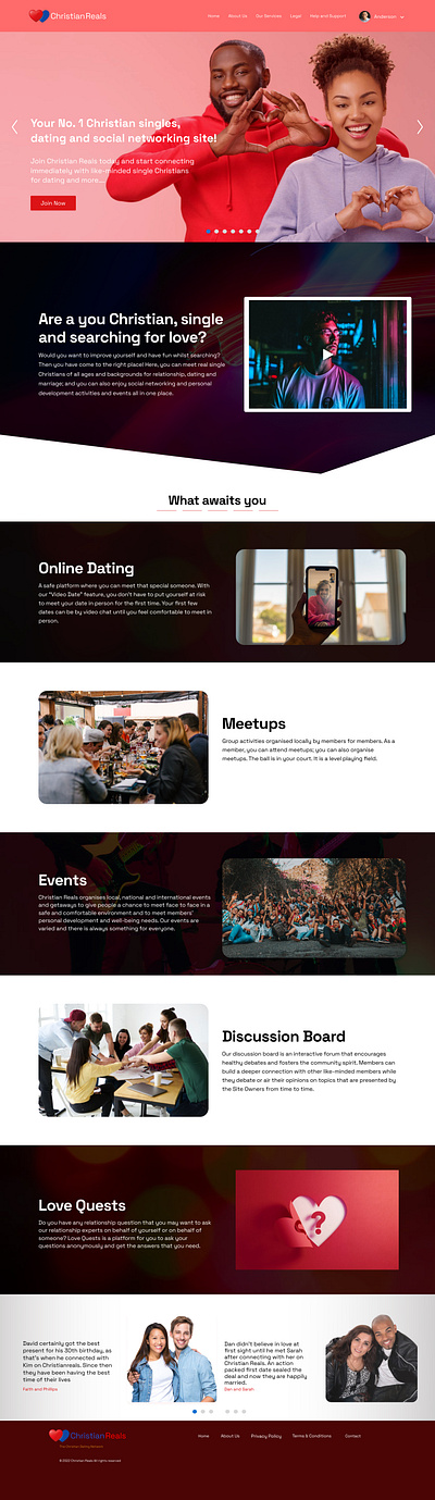 Landing Page for Dating Website branding motion graphics ui