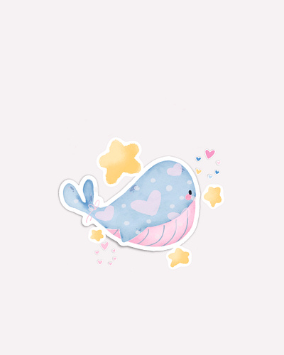 A kinda cute whale sticker childrens illustration cute design graphic design icon illustration logo nursery vector