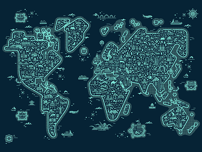 Weird World Map illustration map world