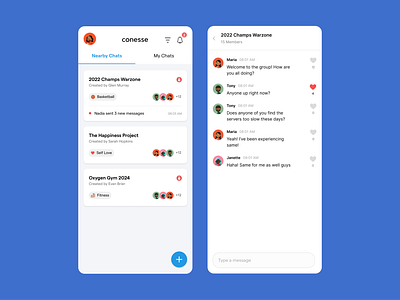 Minimalistic Concept for Live Chat App community chat app group chat live chat live chat app live messaging messaging app ui uiux white messaging app