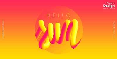 Hello sun adobe caligraphy color graphic design illustration orange shadows shapes sun typography yellow