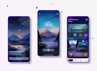 Meditation Mobile App app meditation mobile mobile screen ui ui kit ux yoga