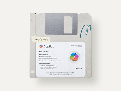 Copilot floppy disk 3d concept copilot disk fanart figma floppy install microsoft satya ui