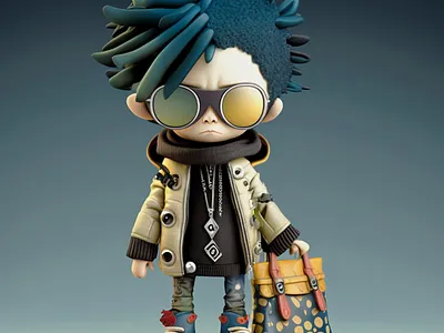 Cartoon-Character-with-Handbag-Sunglasses animation branding graphic design logo motion graphics ui