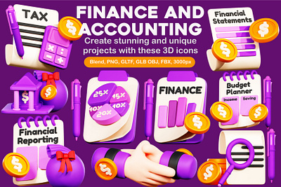 Finance and Accounting 3D Icon Pack 3d 3d rendering design graphic design illustration