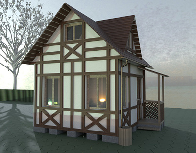 Garden house 3d design illustration