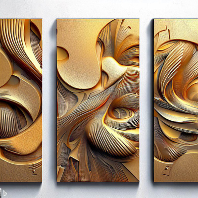 Wall Art - 3 panels, wall art, woodblock prints art painel wall art