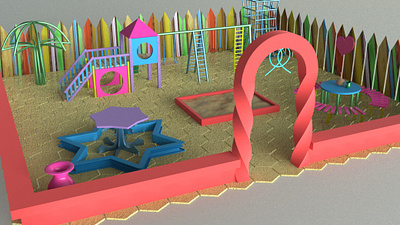 the layout of the playground 3d design illustration