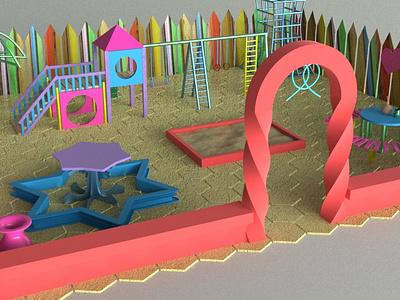 the layout of the playground 3d design illustration