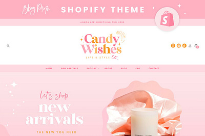 Shopify Theme Pink - Candy Wishes blog pixie ecommerce template online store template pink website shop template shopify shopify customization shopify design shopify pink shopify template shopify theme website design